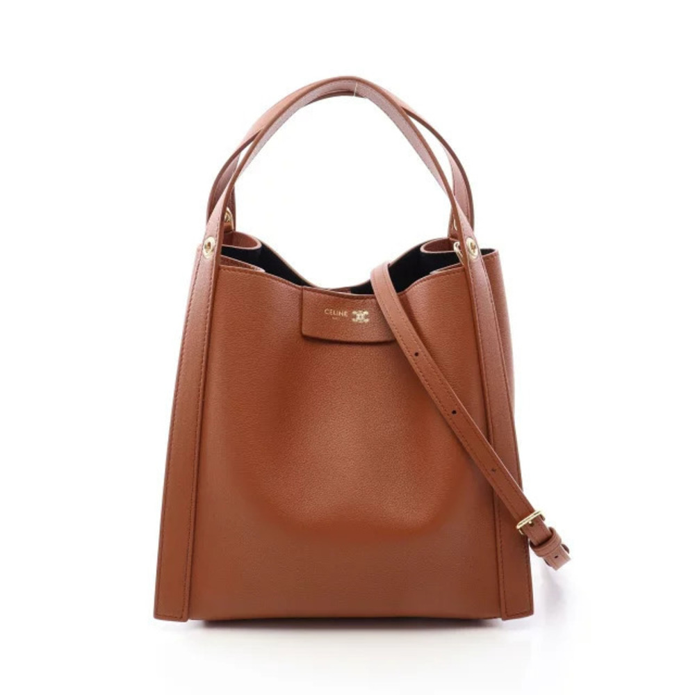 Celine Cubo Handbag Leather Brown